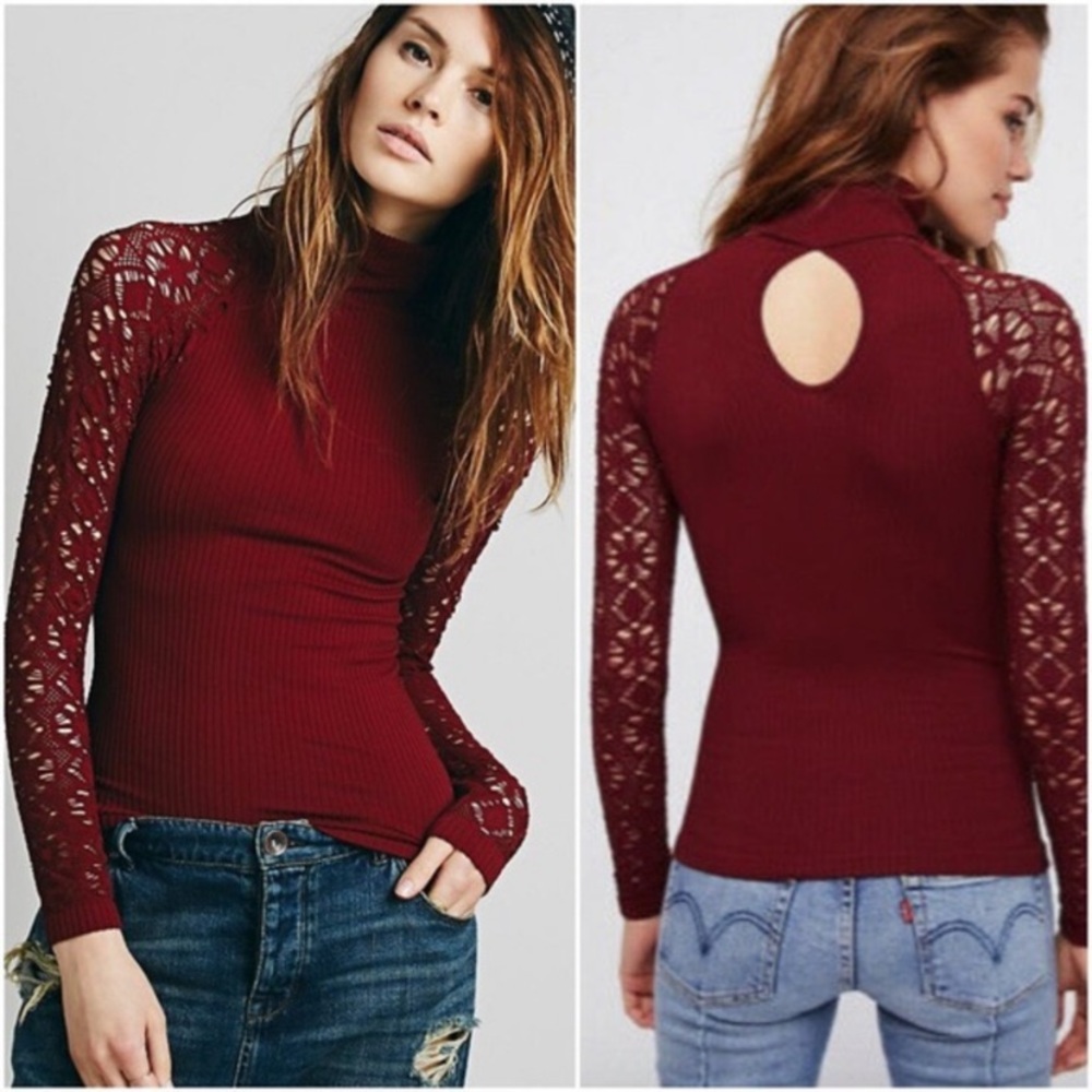 Free People Julie High Neck Long Sleeve Top